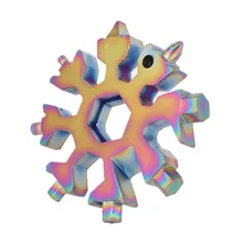 LLavero de bolsillo de copo de nieve multiusos, herramienta multiusos 18 en 1 de acero inoxidable EDC Destornillador de estrella