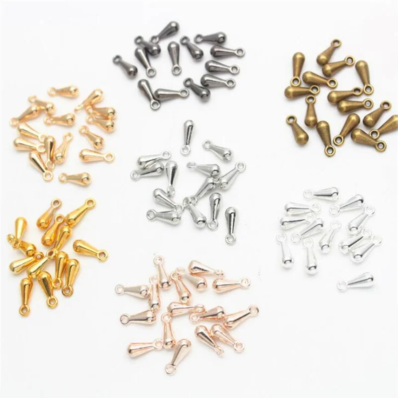 100pcs 2x7mm Gold Copper Water Drop End Beads For DIY Extender Chain