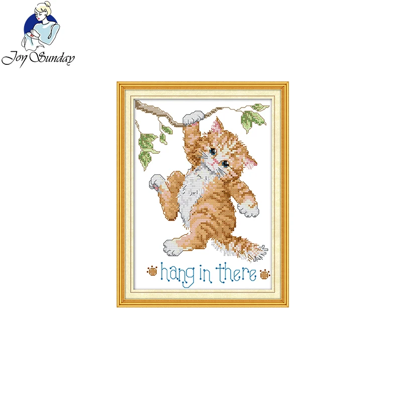 

Joy Sunday Cross Stitch Hang in there Handmade Needlework Kit 14CT 11CT Counted and Printed Embroidery Set For Home Decor Gift