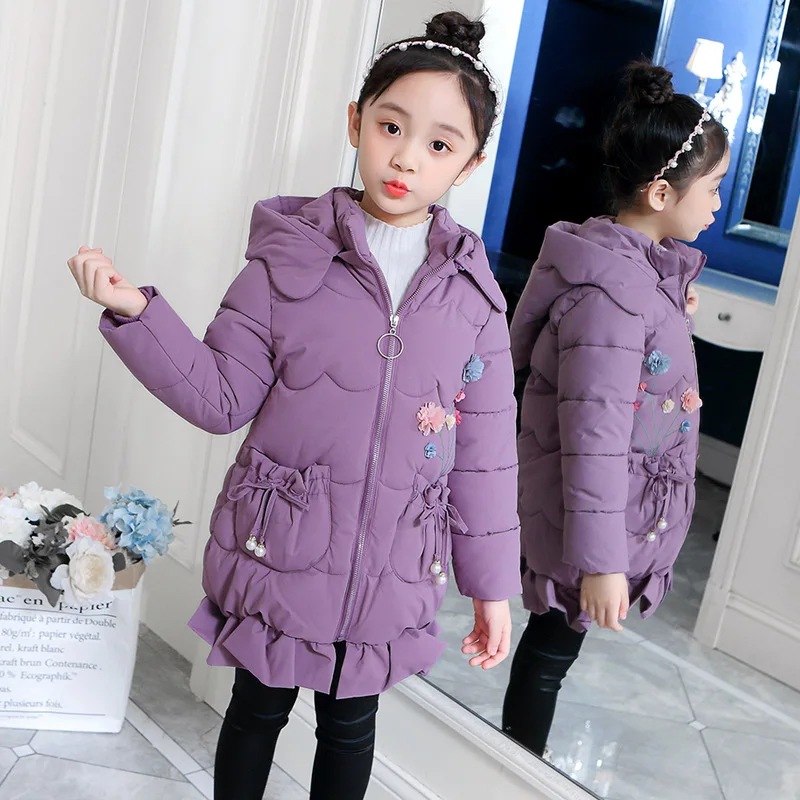 

Girls'cotton-padded Clothes 2018 New Style Korean-style Winter Mid-length Big Kid Hand Cotton Thick Western Style Princess Cotto