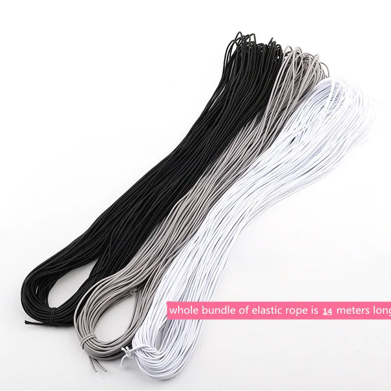 High quality elastic band 14m*2 mm colorful round elastic bandage round elastic rope elastic bands line DIY sewing accessories