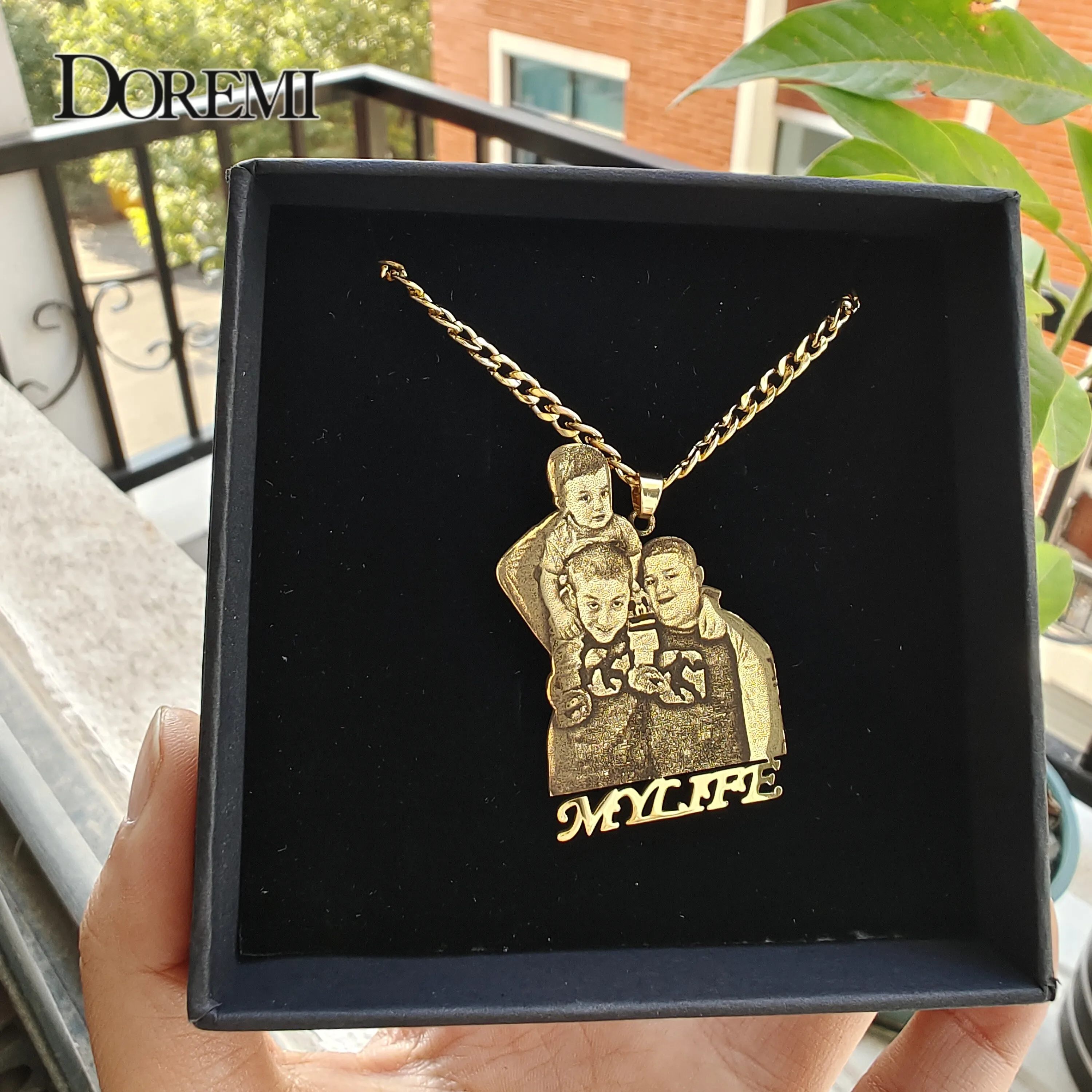 DOREMI Unique Custom Photo Necklace Custom Picture Nameplate Pendant Necklace for Kids Custom Memory Jewelry for Family Gifts private order personality mother s bracelet picture customization baby child dad mom brothers sisters handmade family photo