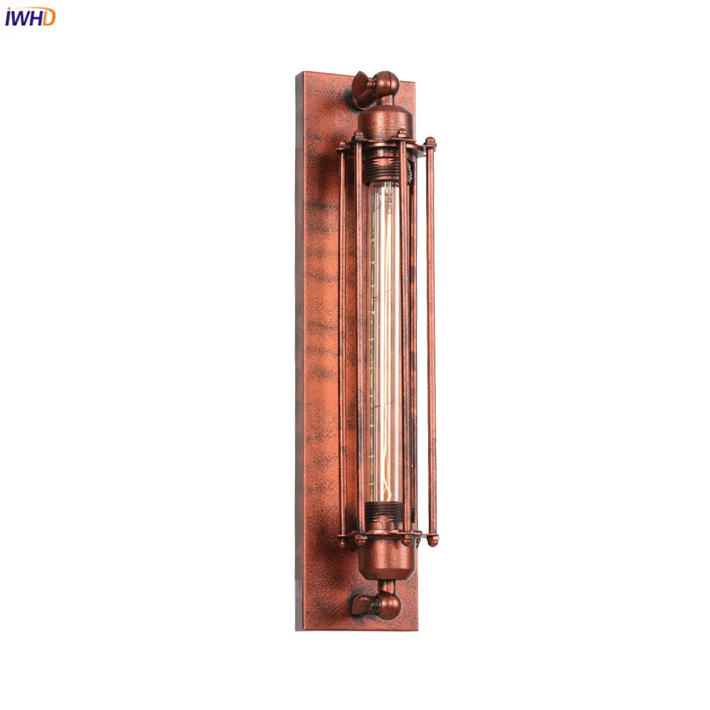 

IWHD Loft Decor Industrial Wall Light Fixtures Bar Porch Stair Mirror Rust American Country Vintage Wall Lamp Sconce LED Edison