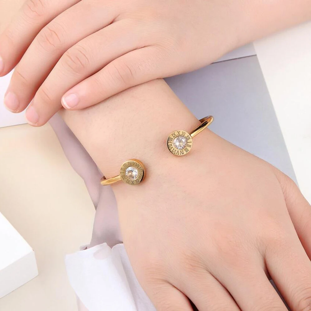 Регулируемый Открытый браслет из нержавеющей стали браслеты 3 цвета манжеты браслеты для женщин ювелирные изделия подарок для девочек