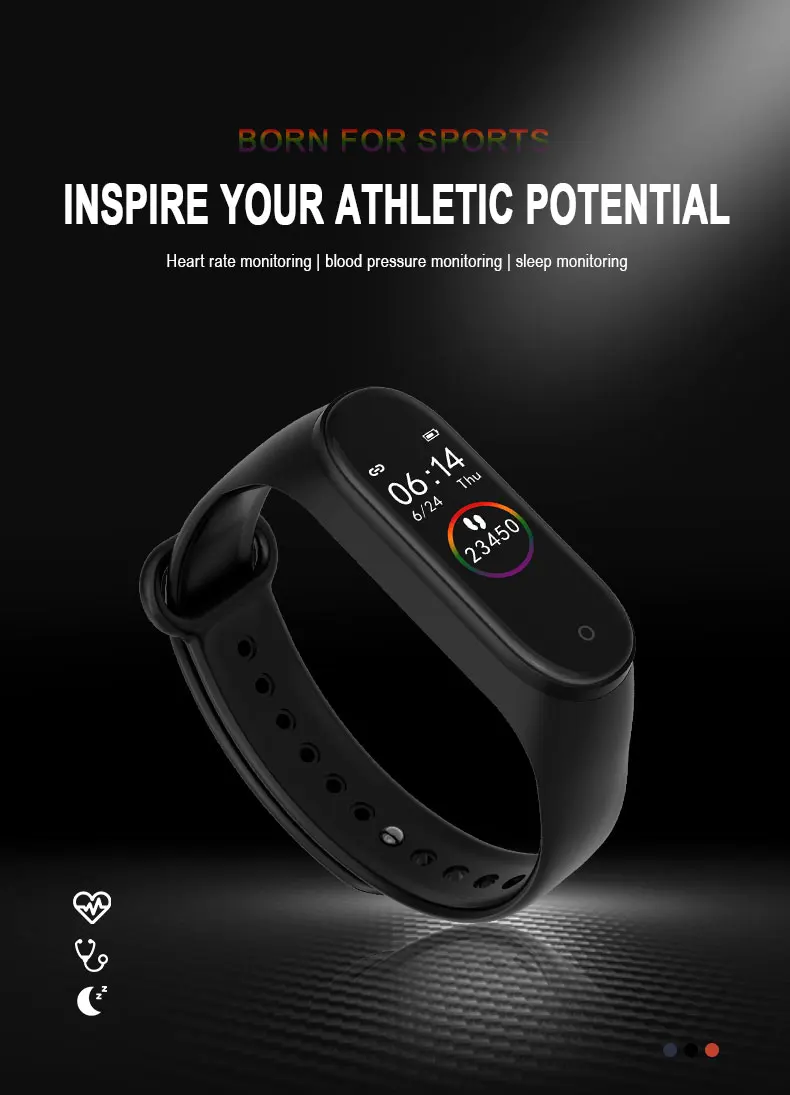 Orunjo M4 умные наручные часы спортивные фитнес часы цветной экран водонепроницаемый монитор кровяного давления мониторинг сердечного ритма