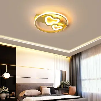 

Heart Design Led Lamp Kids Led Ceiling Light Fixtures Modern Child Bed Room Study Indoor Decor Home Lighting Gold Black Metal