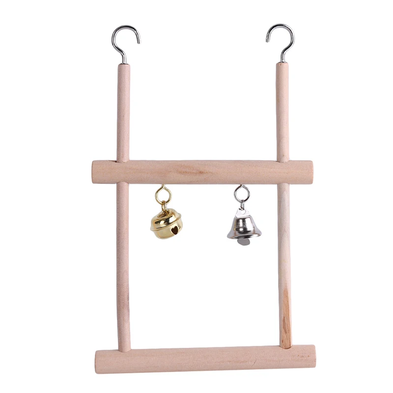 Double Grid Pet Bird Parrot Toys Wooden Stand Ladders Climber Bird Playground Toy Swing Bird Cage Hanging Chew Toys for Birds