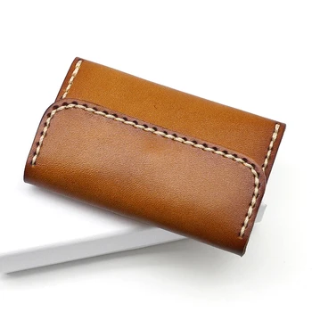 

Genuine Leather Vegetable Tanning Full-grain Leather Handmade Purse Wallet Mixed Colors Contrast Color Girl'S Card Case