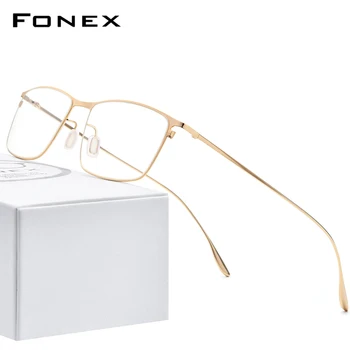 

FONEX Titanium Alloy Glasses Men Square Myopia Prescription Eyeglasses Frames 2020 New Full Optical Korean Eyewear 8105