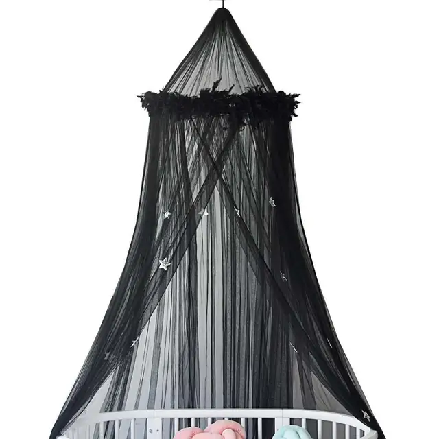 Children S Round Room Dome Mosquito Net Feather Star Decorative