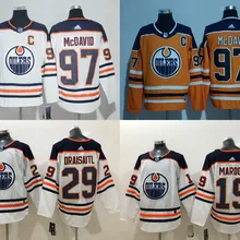 Сшитые Edmonton Мужские взрослые#97 Connor McDavid 29 Leon Draisaitl 19 Maroon Jersey
