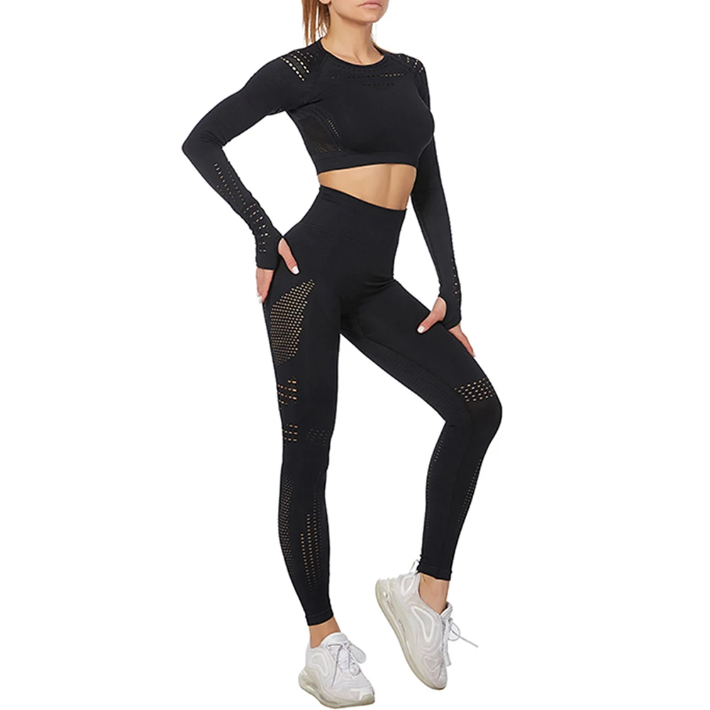 

Seamless Yoga Suit 2 piece Sports Shirts Crop Top Seamless Leggings Sport Set Gym Clothes Fitness Tracksuit Workout Set Femme