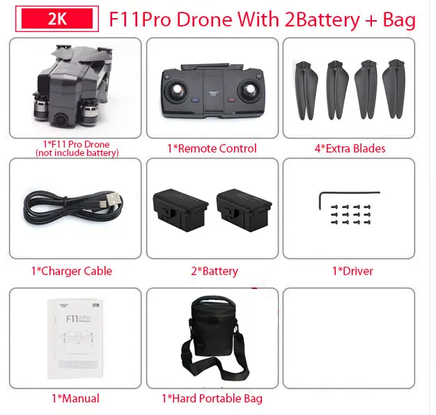 F11 PRO 2B with Bag PRO gps Дрон с Wifi FPV 1080 P/2 K HD камера F11 бесщеточный Квадрокоптер 25 минут время полета складной Дрон Vs SG906 - Цвет: F11 PRO 2B with Bag