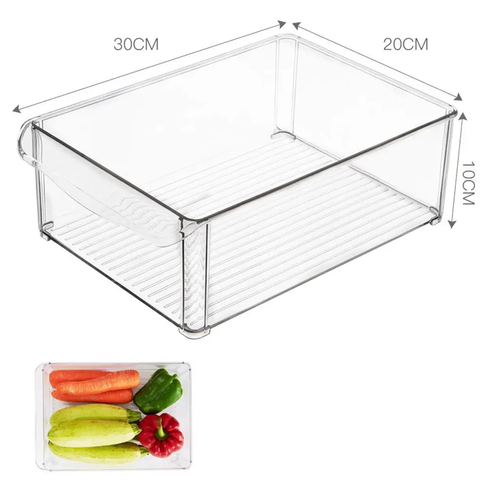 Newest Refrigerator storage box can be stacked plastic storage box rectangular noodles vegetable fruit kitchen storage box#4O