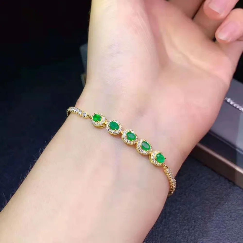 High quality natural emerald S925 bracelet fashion classic for women