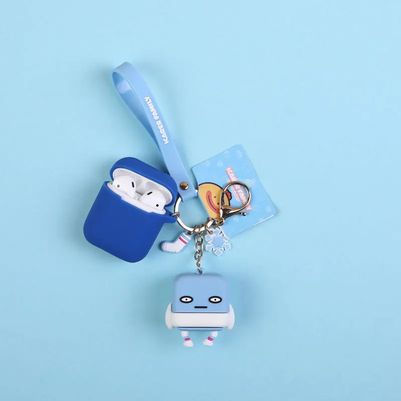 

Cartoon Icarer Family Keychain With Silicone Case For Apple Bluetooth Earphone Accessories Fashion Airpods Key Ring