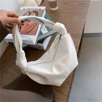 

Knotted Design Strap Women Shoulder Bag Large Capacity Women's Handbags Casual Solid Color Ladies Hand Bags Pu Leather Women Bag