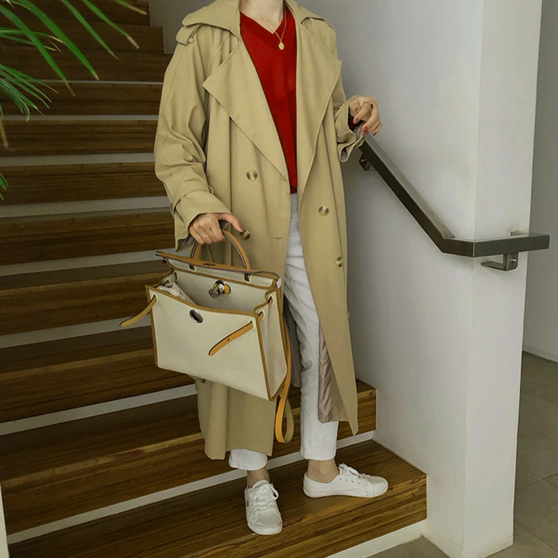 

Women's Windbreaker Adjustable Waist Casual Solid Color Trench Coat For Women Double Breasted Coat Female Outwear