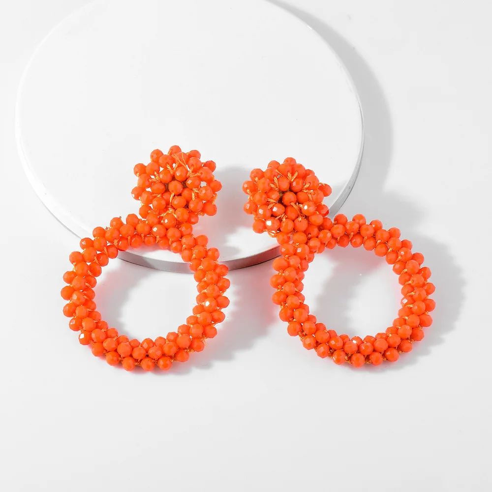 Orange Богемные серьги-капли ручной работы с бусинами и кисточками для женщин, винтажные Свадебные трендовые вечерние серьги для девушек, подарок на Рождество - Окраска металла: Orange