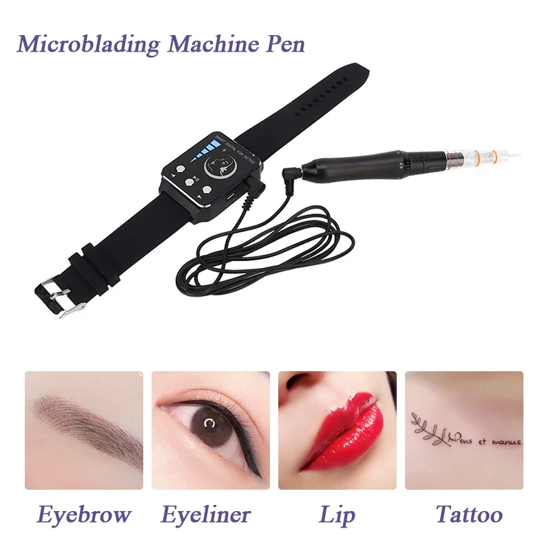US $56.80 1 set Professional Microblading Machine with Watch Digital Rotary Tattoo Machine Pen for Permanent Makeup Eyebrow Lip PMU Supply