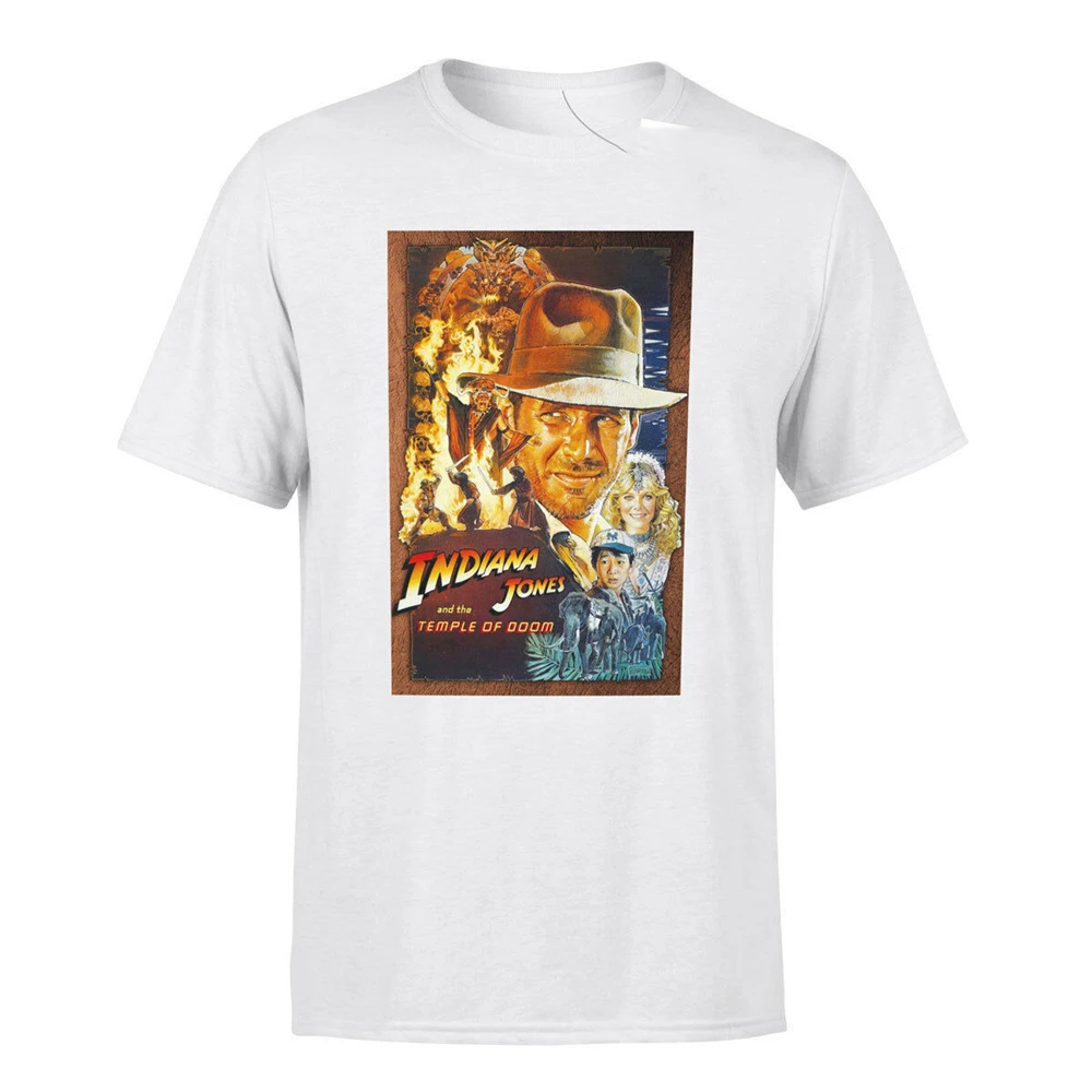 Retro Movie Poster Inspired By Indiana Jones Temple Of Doom Dtg Printed T-Shirt Hip-Hop Tee Shirt | Мужская одежда