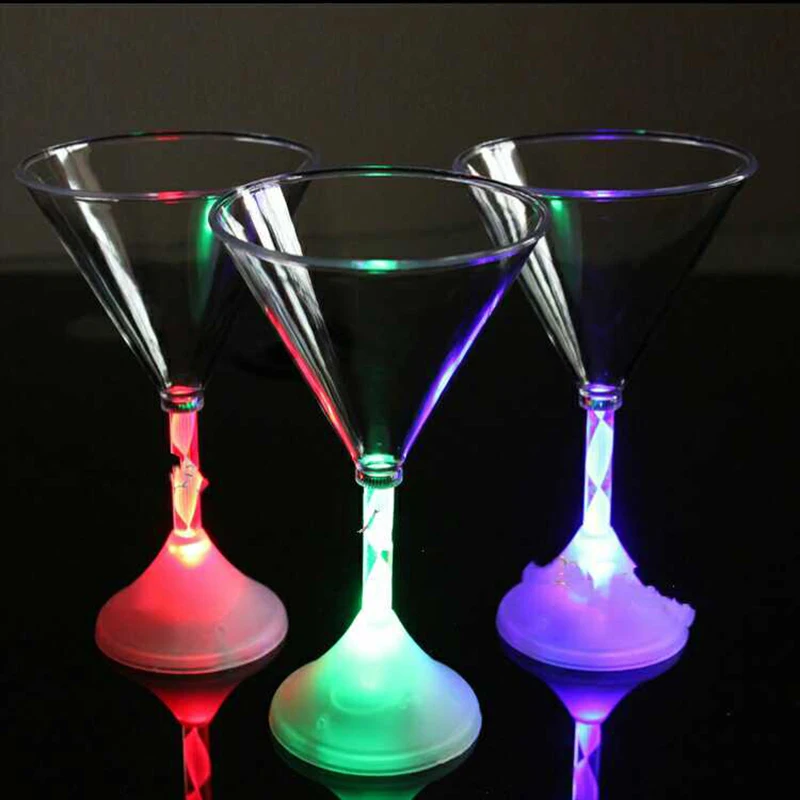 Led Flashing Red Wine Cup Color Changing Light Bar KTV Water Cocktail Cups Glass