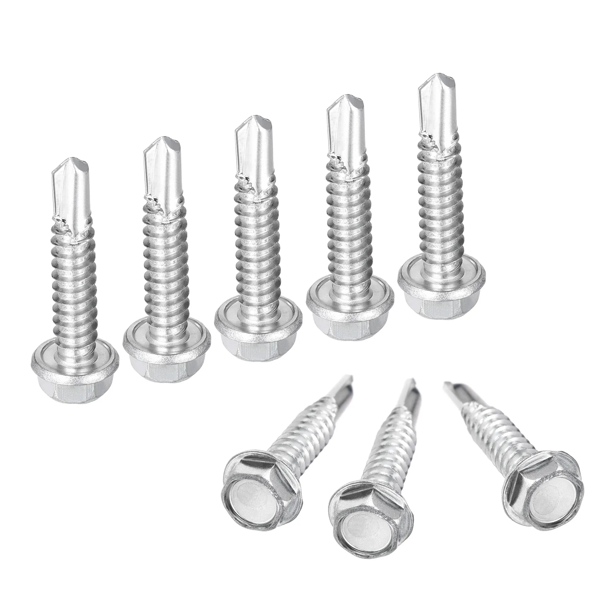 Uxcell Hex Washer Self Drilling Screws, 1/4 X 11/4" Carbon Steel Hex