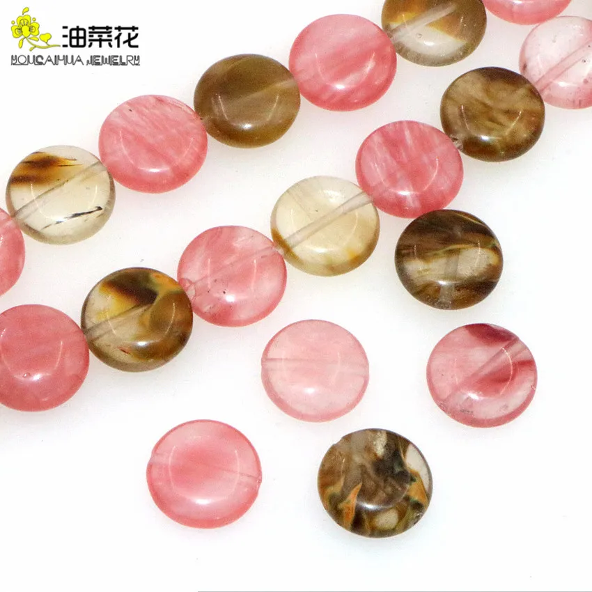 Новые Арбузные турмалиновые бусины в форме монеты свободные аксессуары для