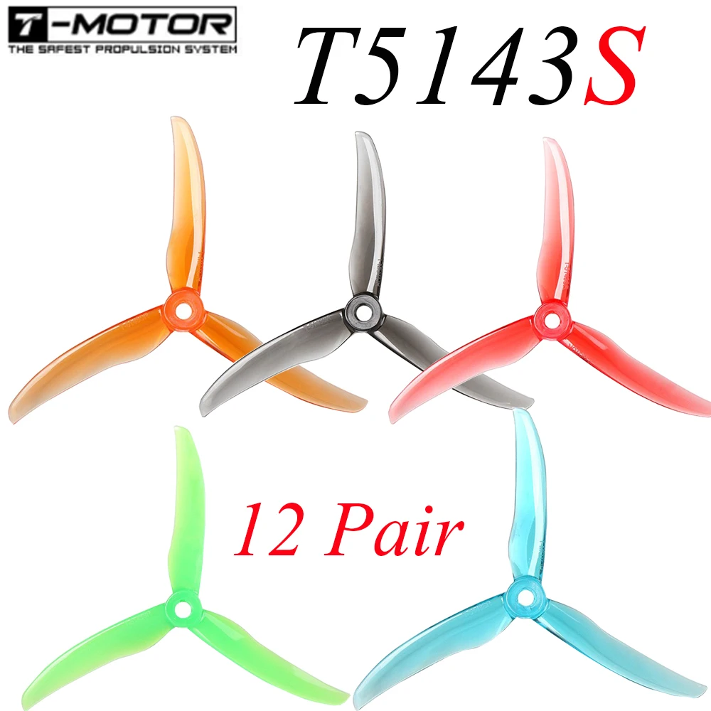 24pcs/12Pairs T motor T5143S 5143 V2 5inch Propeller tri blade Propeller compatible POPO for FPV Racing freestyle Drone indoor|Parts & Accessories| - AliExpress