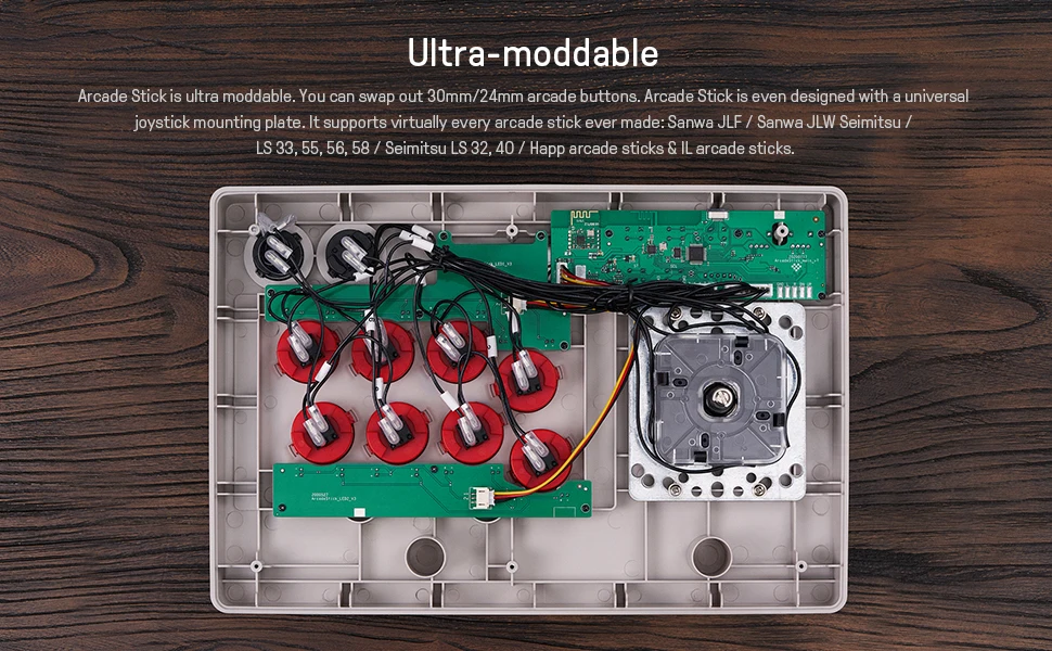 8Bitdo Arcade Stick Support Wired, Wireless Bluetooth and 2.4G with Receiver for Nintendo Switch Windows