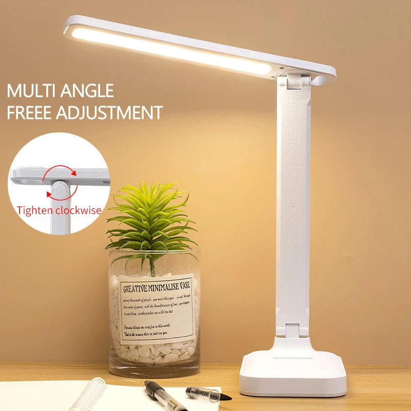 Led Desk Lamp Eye Protection USB Harging Plug-in Dual-Use 3 Color Temperature Stepless Dimmable Touch Light Reading Table | Лампы и