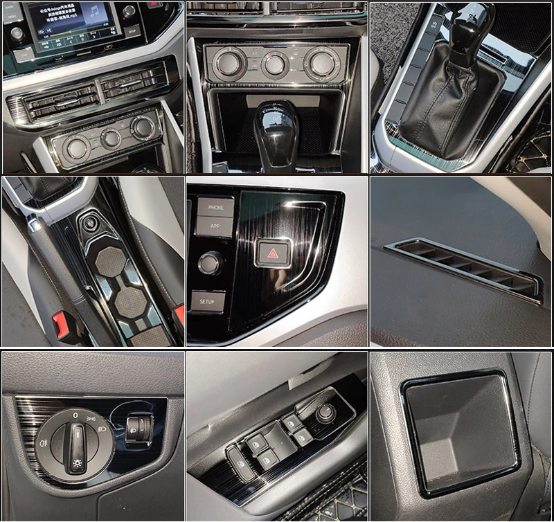 

black item for POLO PLUS 2019 Stainless steel interior Central control panel Outlet Steering wheel Decorative frame