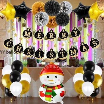 

Christmas Black Gold Latex Christmas La Flag Christmas Gifts Gift Box 18 Inch Pentagram Aluminum Film Balloon