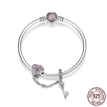 

Avile S925 pink lovely key lock Sterling Silver Women's bracelet SCB820