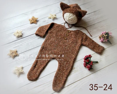 Baby Boy Girl fotoshooting Costume Newborn Photography Props Baby Photoshoot Cartoon Bear Hat+Rompers Outfits Clothes fotografia Accessories - Цвет: Set F