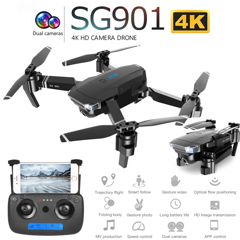SG901 Дрон 4K HD Двойная камера Профессиональный складной Дрон с камерой 1080P 4K WiFi FPV RC вертолет Квадрокоптер VS SG106 SG907