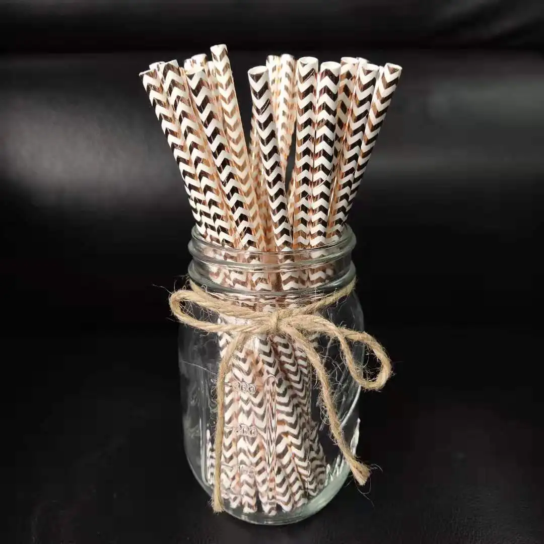 25Pcs Foil Gold Rose Gold Paper Straws Wedding Favors Star Drinking Straws Birthday Party Decoration Kids Party Supplies