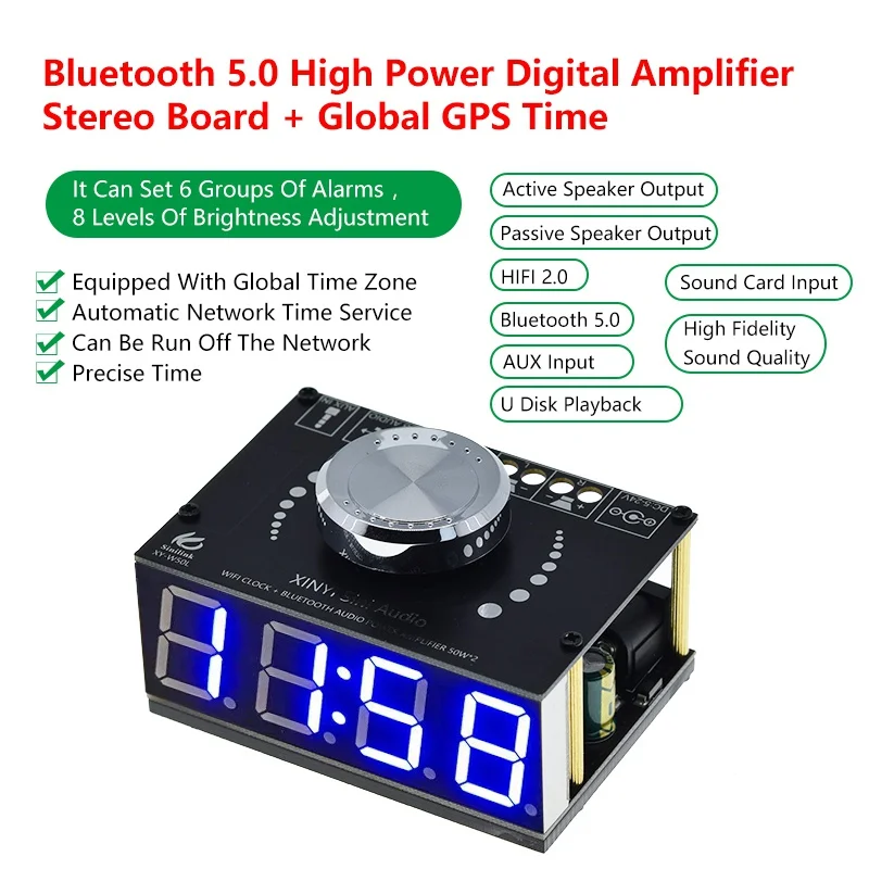 

HIFI 50W*2 Stereo Bluetooth 5.0 Digital Power Amplifier Board Module With WIFI Timing Clock XY-W50L With Fashion Sense
