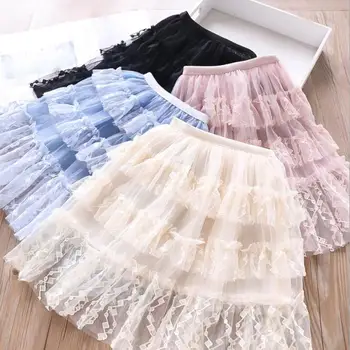 

2020 summer girls lace cake tutu skirts baby girls solid color tulle skirt kids clothing for girl wholesale