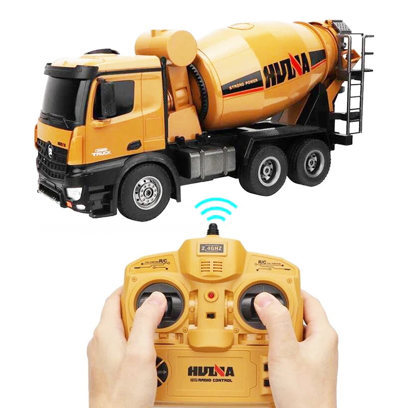 

HUINA 1574 Alloy Remote Control Truck Concrete Mixer Large-scale Alloy Engineering Truck Concrete Mixing Truck Toys For Kids