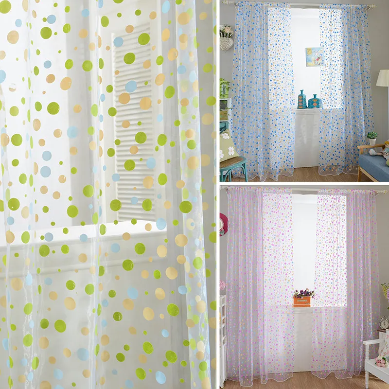 

Polka Dots Drape Panel Sheer Scarf Valance Tulle Voile Door Room Window Curtains SZ