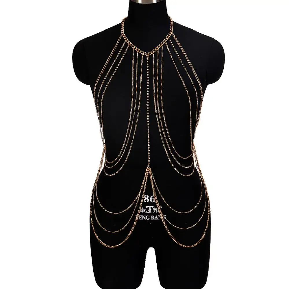 Красочные Блестки цепь тела набор модный бюстгальтер ювелирные изделия в стиле "Бохо" бикини пляжное платье для женщин плюс размер металлическое ожерелье бюстгальтер укороченный топ юбка - Окраска металла: SL0011