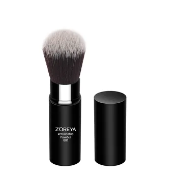 

Black Retractable Powder Brush Metal Handle Professional Face Makeup Brush Dust-resistant Design Face Brush
