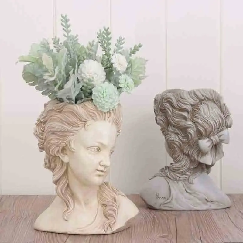 Macetas grandes de flores para plantas suculentas, cabeza de diosa