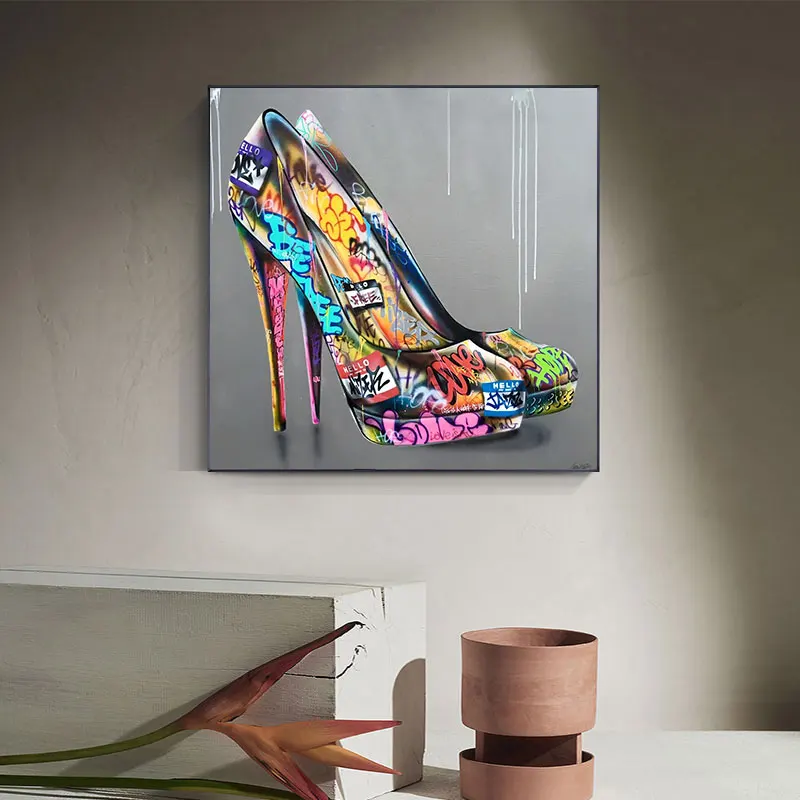 Abstract Street Art Graffiti High Heels Canvas Painting Wall Art Shoes Posters and Prints for Living Room Home Decor Cuadros