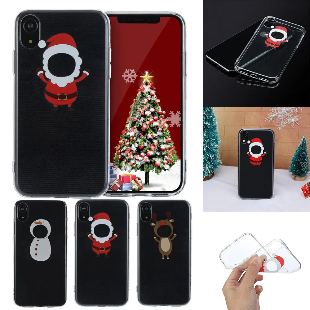 Ультратонкий прозрачный силиконовый чехол для телефона iphone 6,1 дюймов с принтом Санта Клауса, мягкий силиконовый чехол из ТПУ, легкий дизайн, чехол для телефона