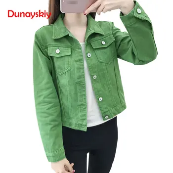 

Denim Jacket Women Short Jeans Overcoat Ladies Jackets Tops Turn Down Collar Slim White Black Top For Women High Quality