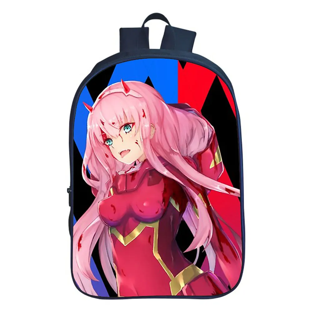 Zero Two Anime Backpack Boy School Bag Teenager Backpacks Darling In The Franxx College Style Travel Double-layer Backpack
