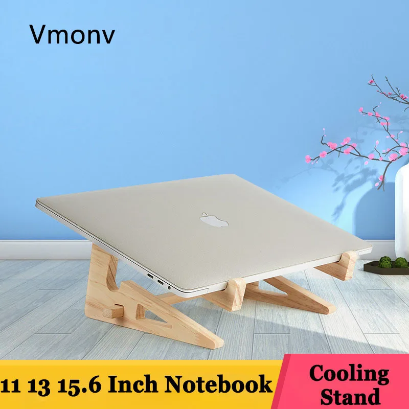 Vmonv Increased Height Wood Laptop Stand Holder For Macbook Air Pro