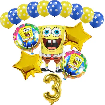 

16Pcs Large SpongeBob Foil Balloons 32inch Gold Number Balls Happy Birthday Party Ballon Decorations Baby showe Globos Kids Toy